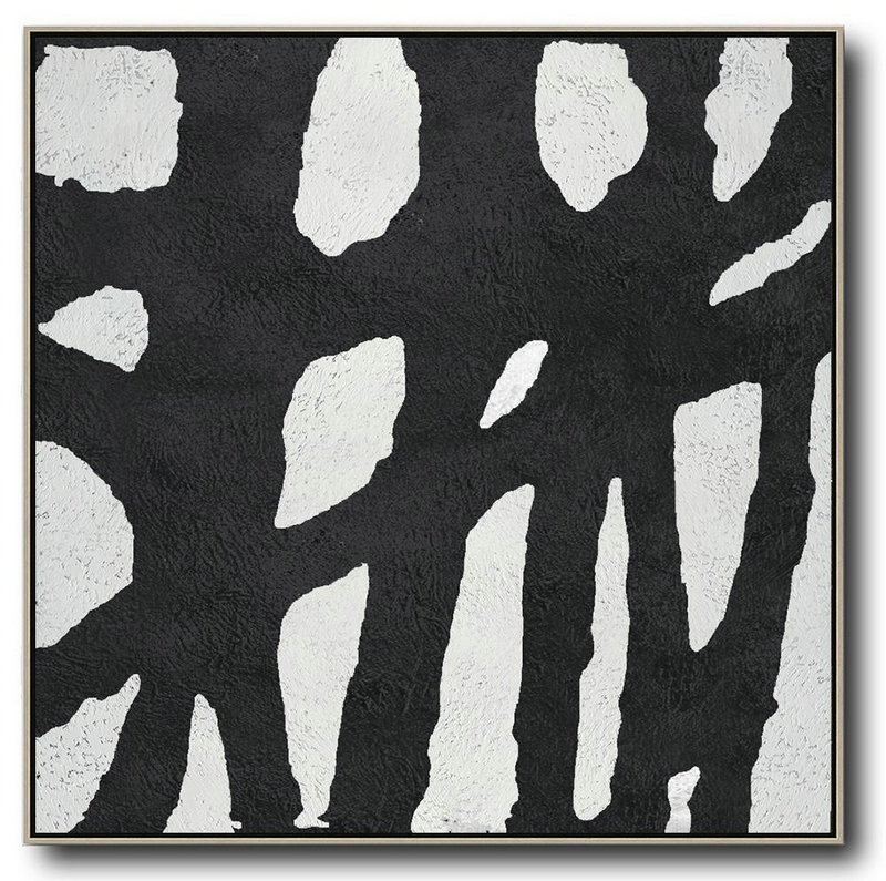 Huge Abstract Painting On Canvas,Oversized Minimal Black And White Painting - Original Art